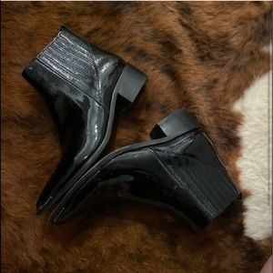 Mark Fisher black patent leather booties